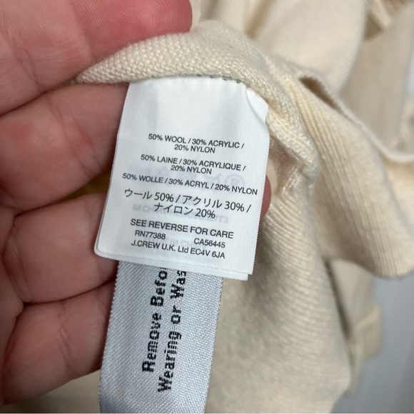 J. Crew cream ruffle sleeve sweater wool crewneck ruffle sweater As Seen On - Picture 4 of 6